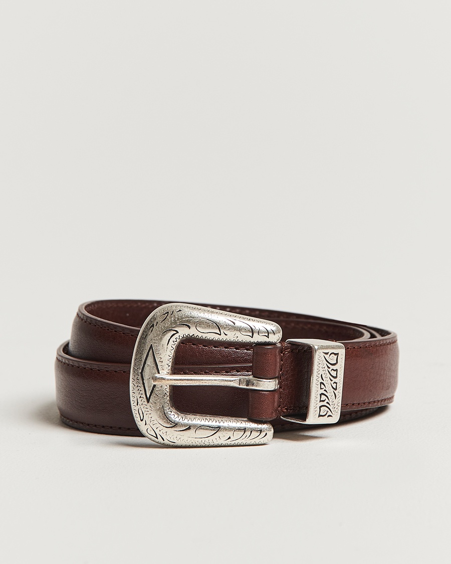 Anderson's Grained Western Leather Belt 2,5 cm Brown – Braun