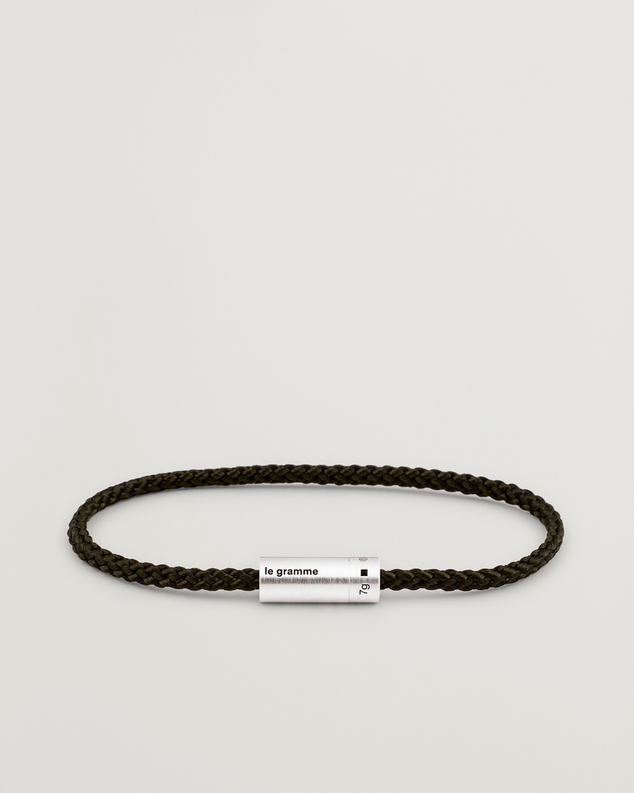 LE GRAMME Nato Cable Brushed Bracelet Khaki/Sterling Silver – Braun