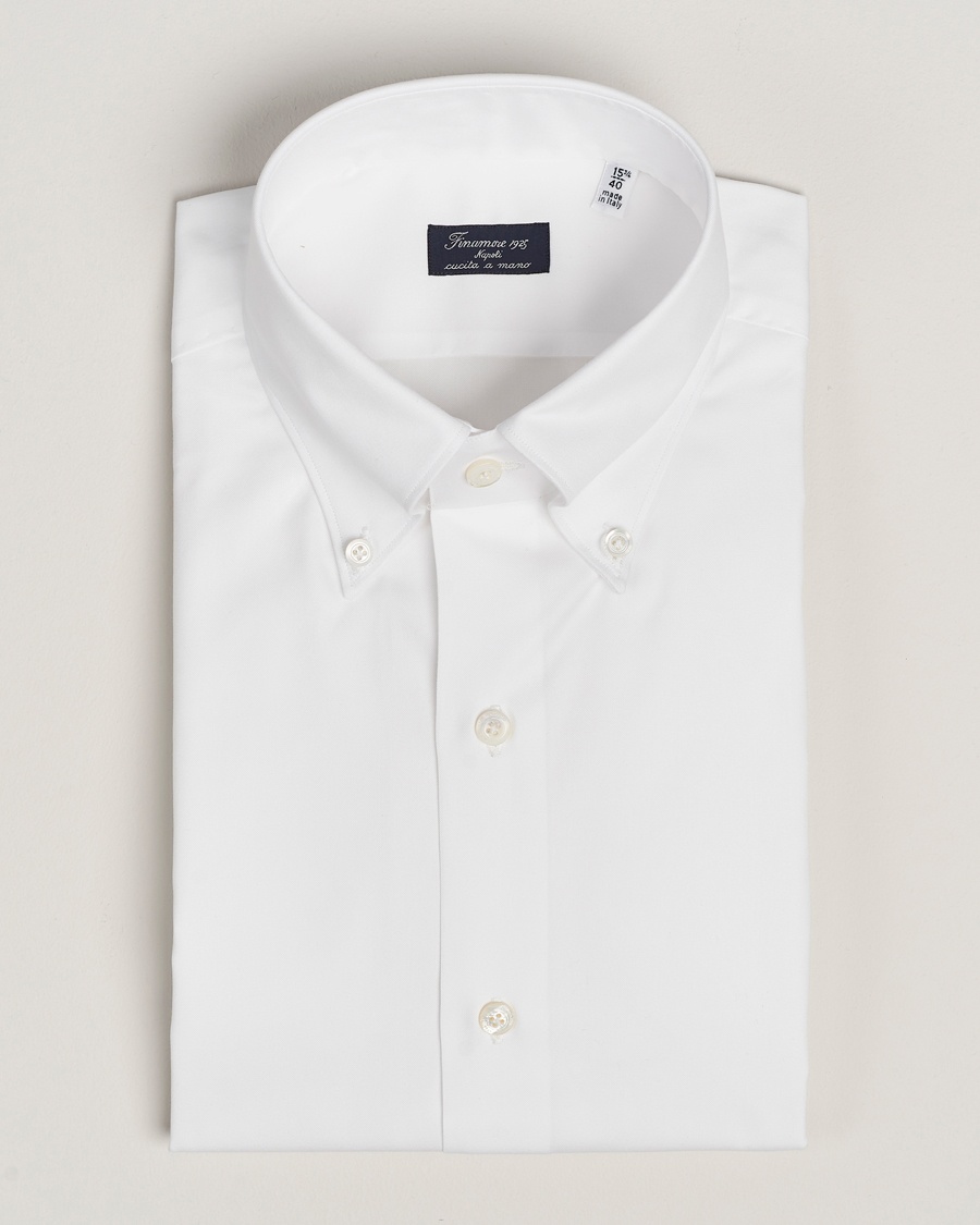 Finamore Napoli Milano Slim Oxford Button Down Shirt White – Weiß
