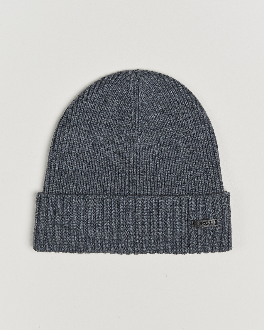 BOSS BLACK Fati Wool Beanie Medium Grey – Grau