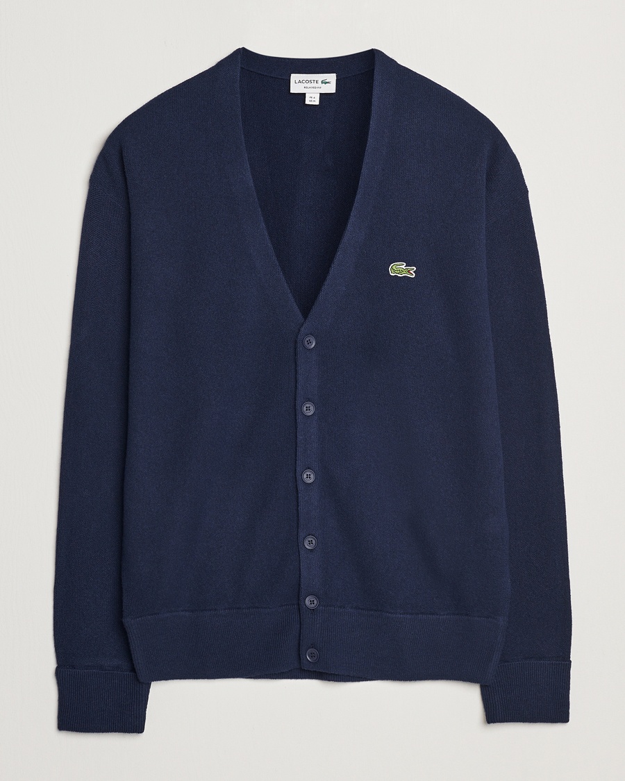 Lacoste Carded Wool Cardigan Navy – Blau