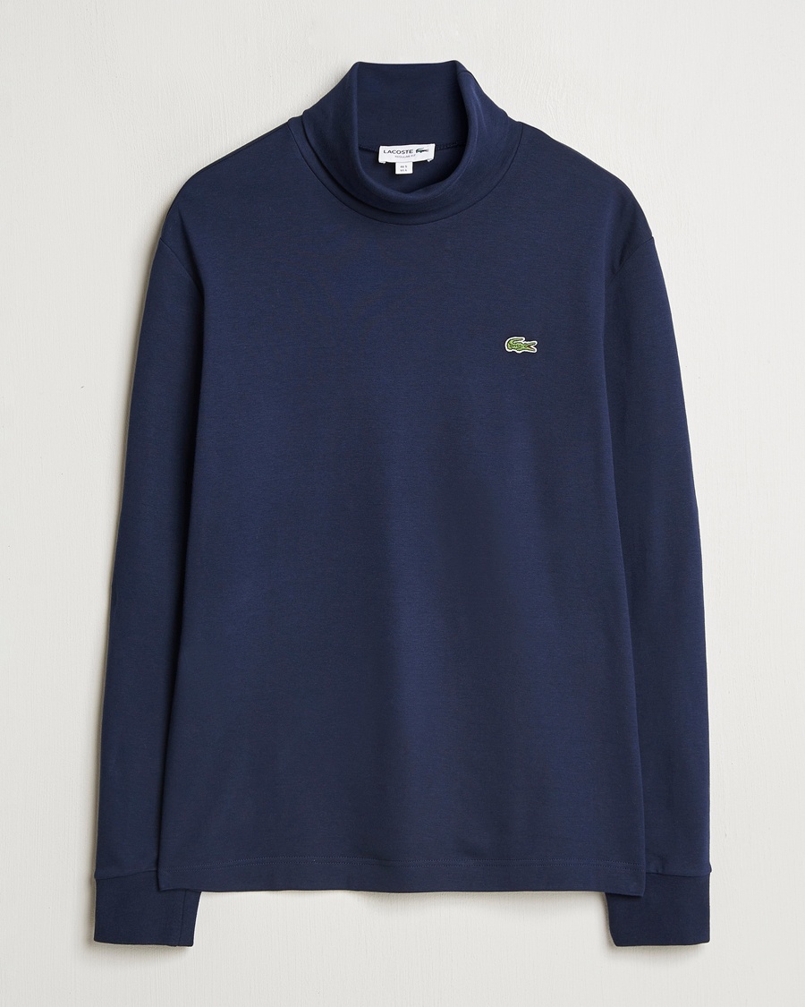 Lacoste Interlock Cotton Rollneck Navy – Blau