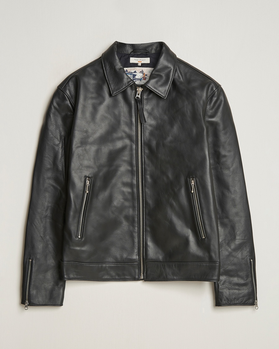 Nudie Jeans Eddy Rider Leather Jacket Black – Schwarz