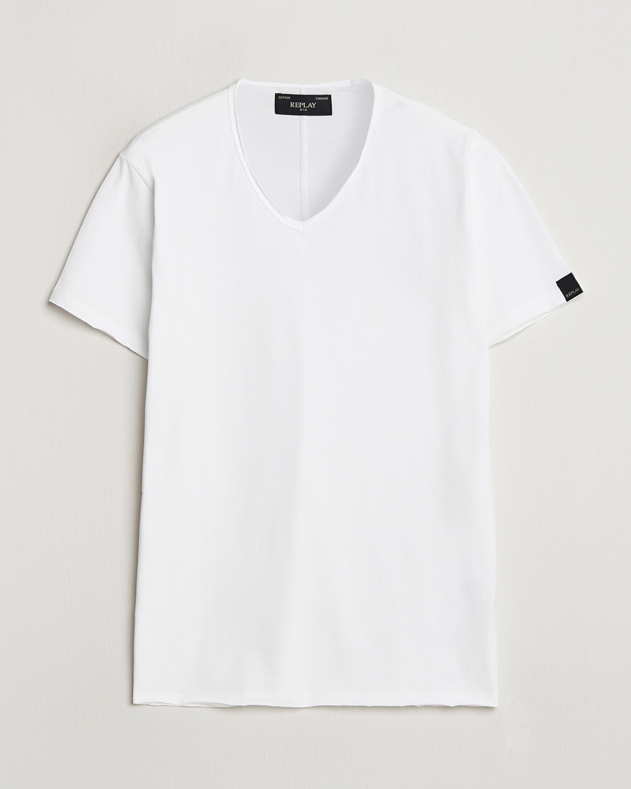 Replay V-Neck T-Shirt White – Weiß