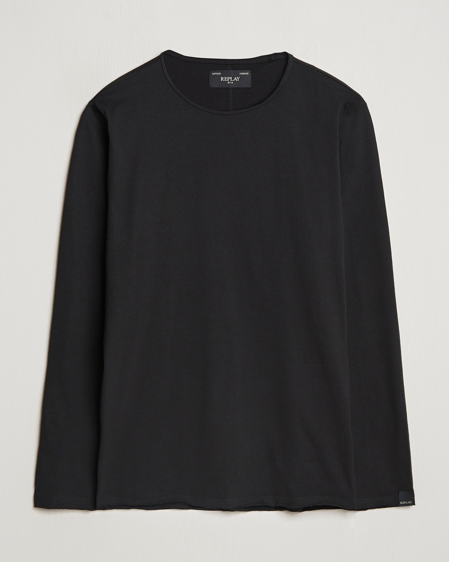 Replay Crew Neck Long Sleeve T-Shirt Black – Schwarz