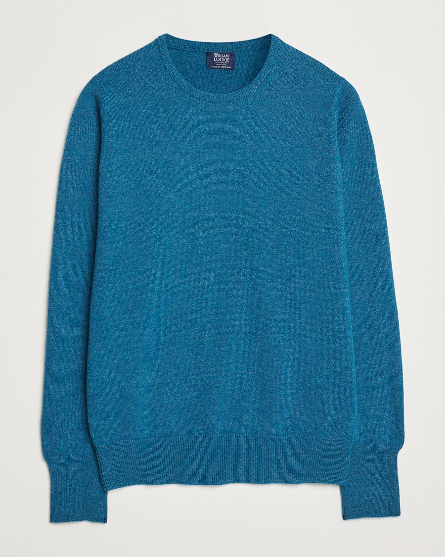 William Lockie Rob Lambswool Crewneck Mallard – Blau