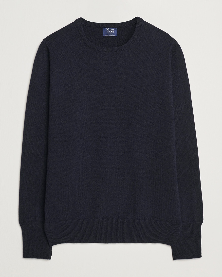 William Lockie Rob Lambswool Crewneck Navy – Blau