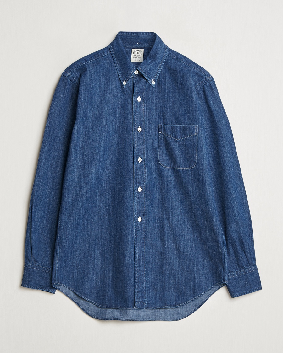 Kamakura Shirts Vintage Ivy Denim Button Down Shirt Dark Blue – Blau