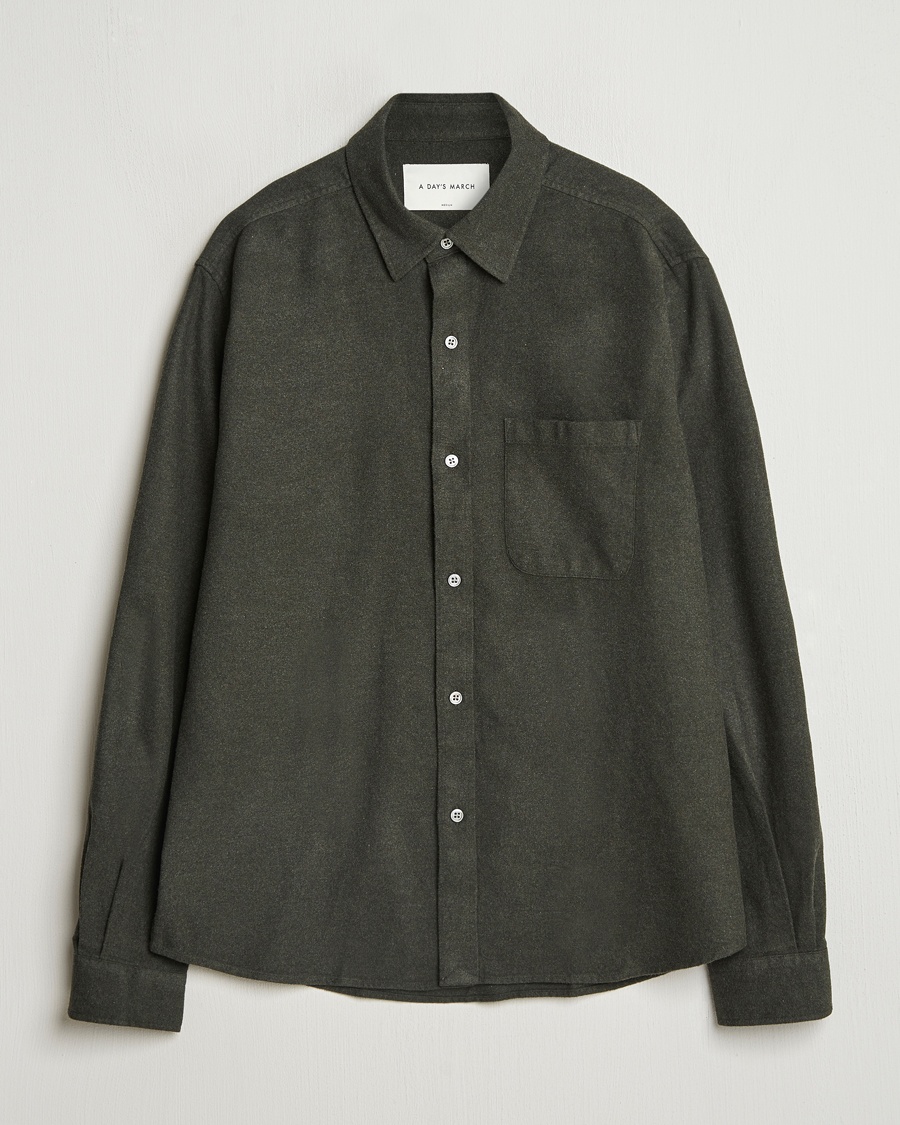 A Day's March Newark Flannel Shirt Dark Green – Grün