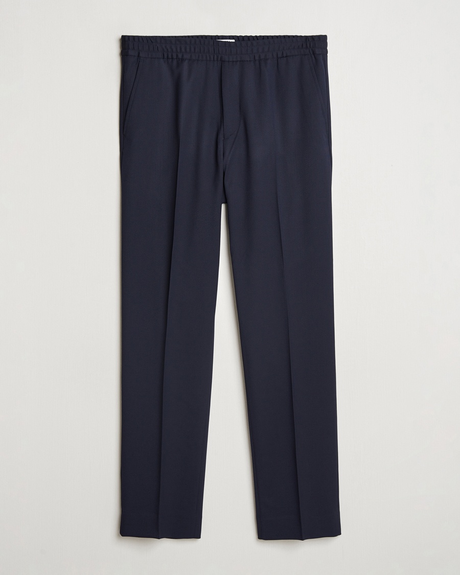 Filippa K Theo Relaxed Wool Trousers Navy – Blau