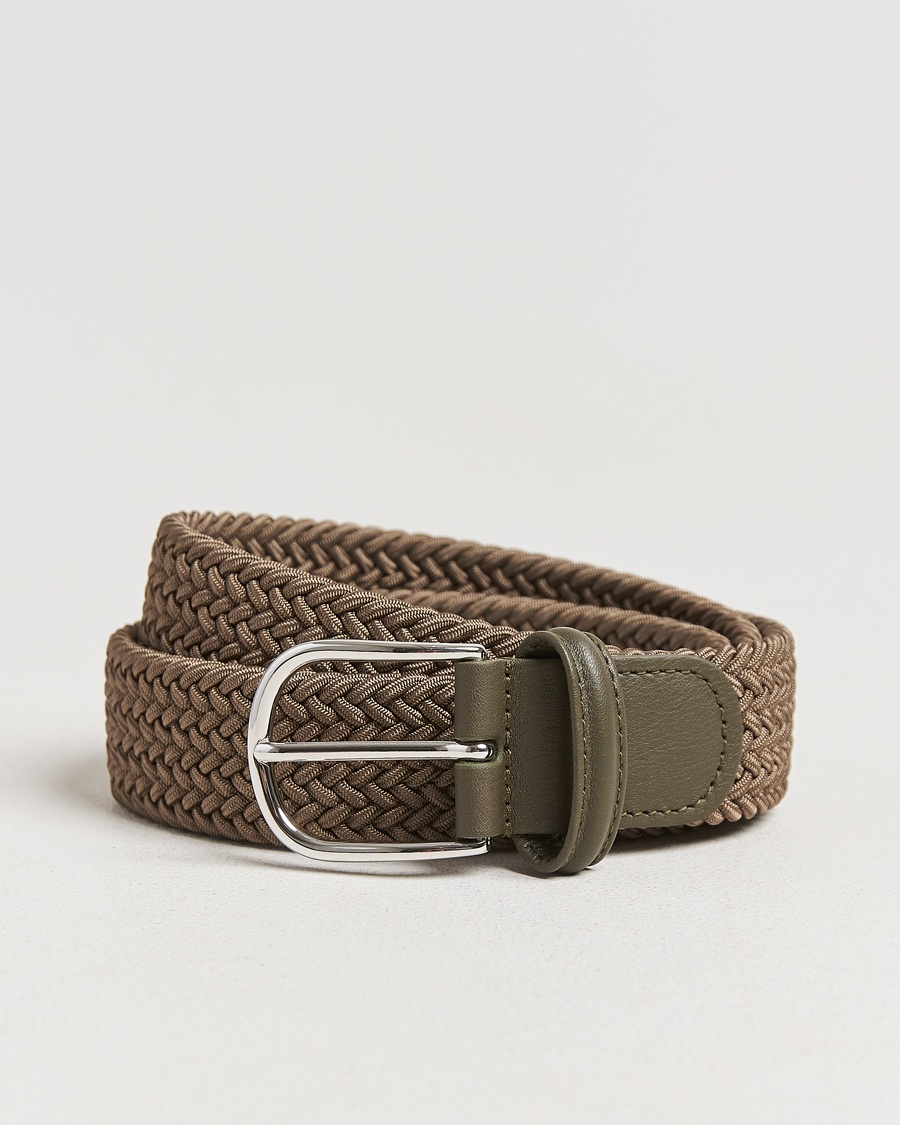 Anderson's Stretch Woven 3,5 cm Belt Khaki – Grün