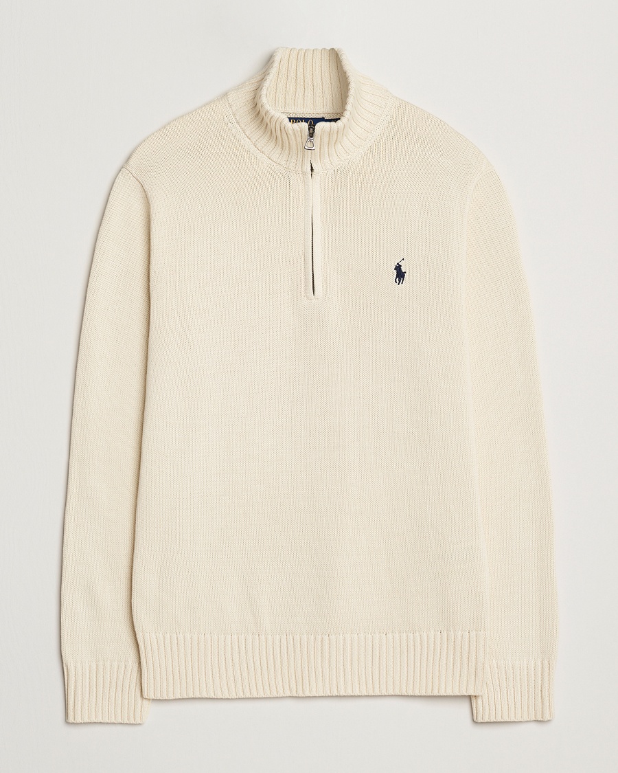 Polo Ralph Lauren Cotton Pullover Half Zip Andover Cream – Weiß
