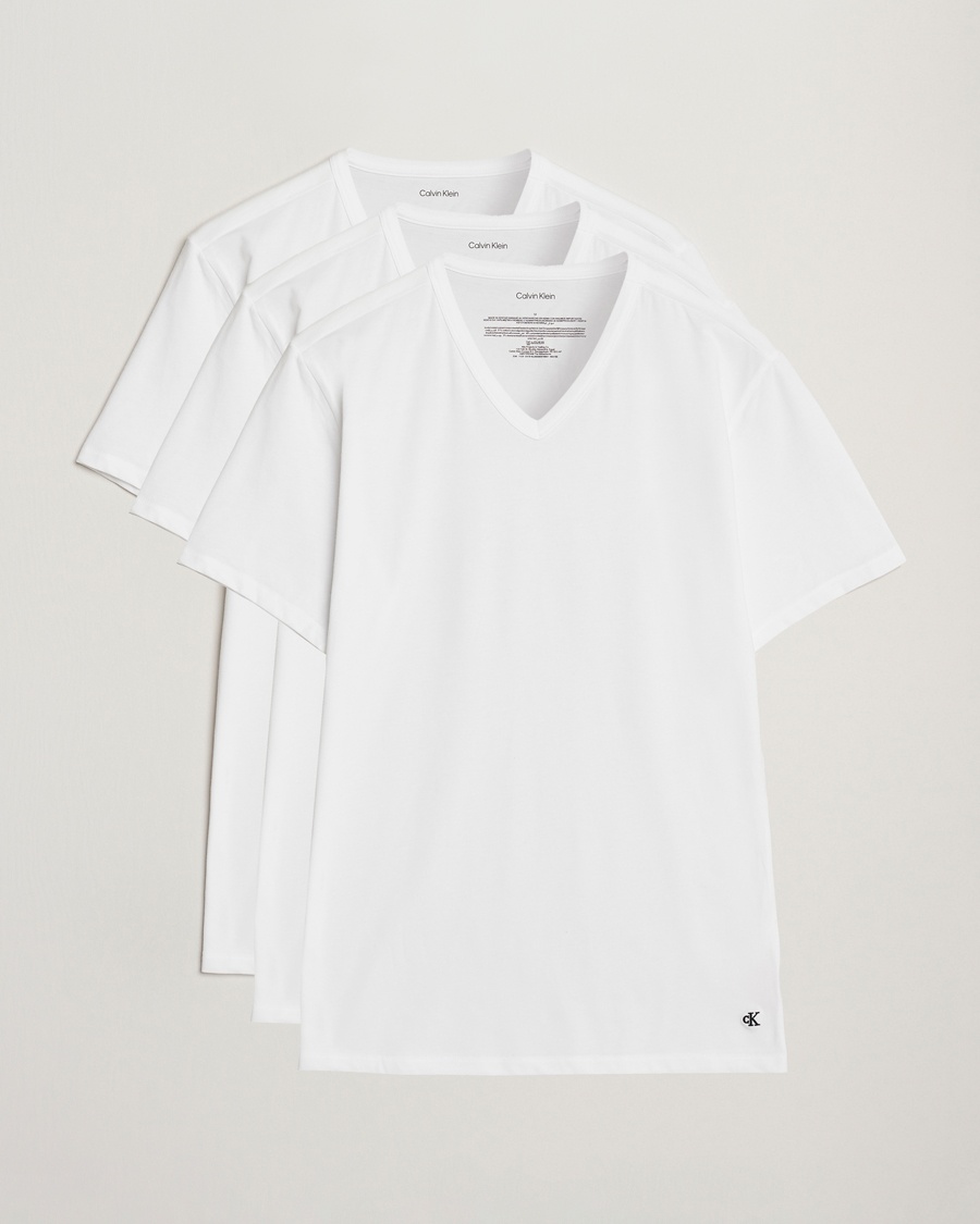 Calvin Klein 3-Pack Cotton Stretch V-Neck T-Shirt White – Weiß