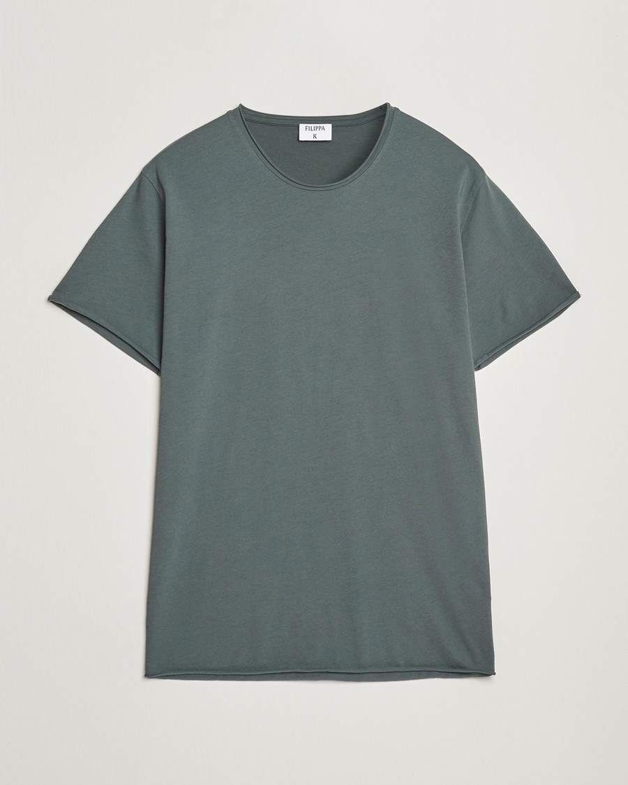 Filippa K Roll Neck Crew Neck T-Shirt Green Grey – Grün