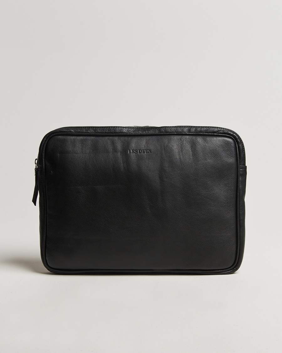 LES DEUX Leather Laptop Sleeve Black – Schwarz