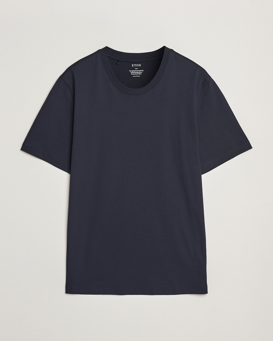 Eton Mercerized Jersey Crew Neck T-Shirt Navy Blue – Blau