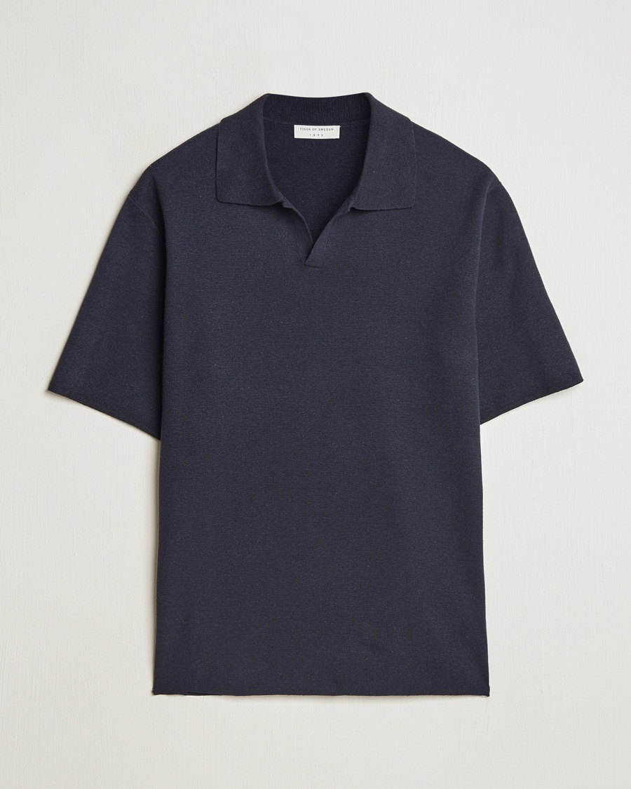 Tiger of Sweden Maelon Cotton/Linen Polo Light Ink – Blau