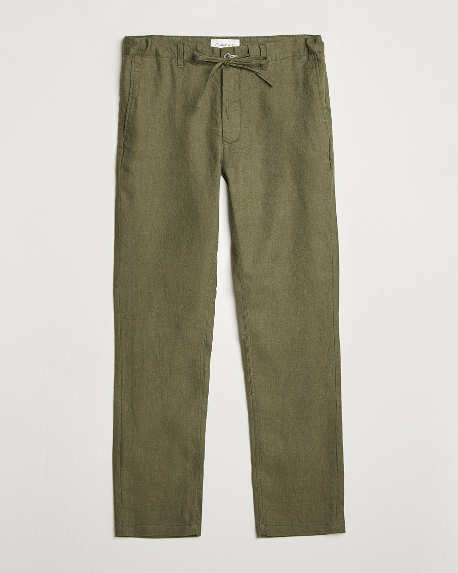 Gant Relaxed Linen Drawstring Pants Juniper Green – Grün