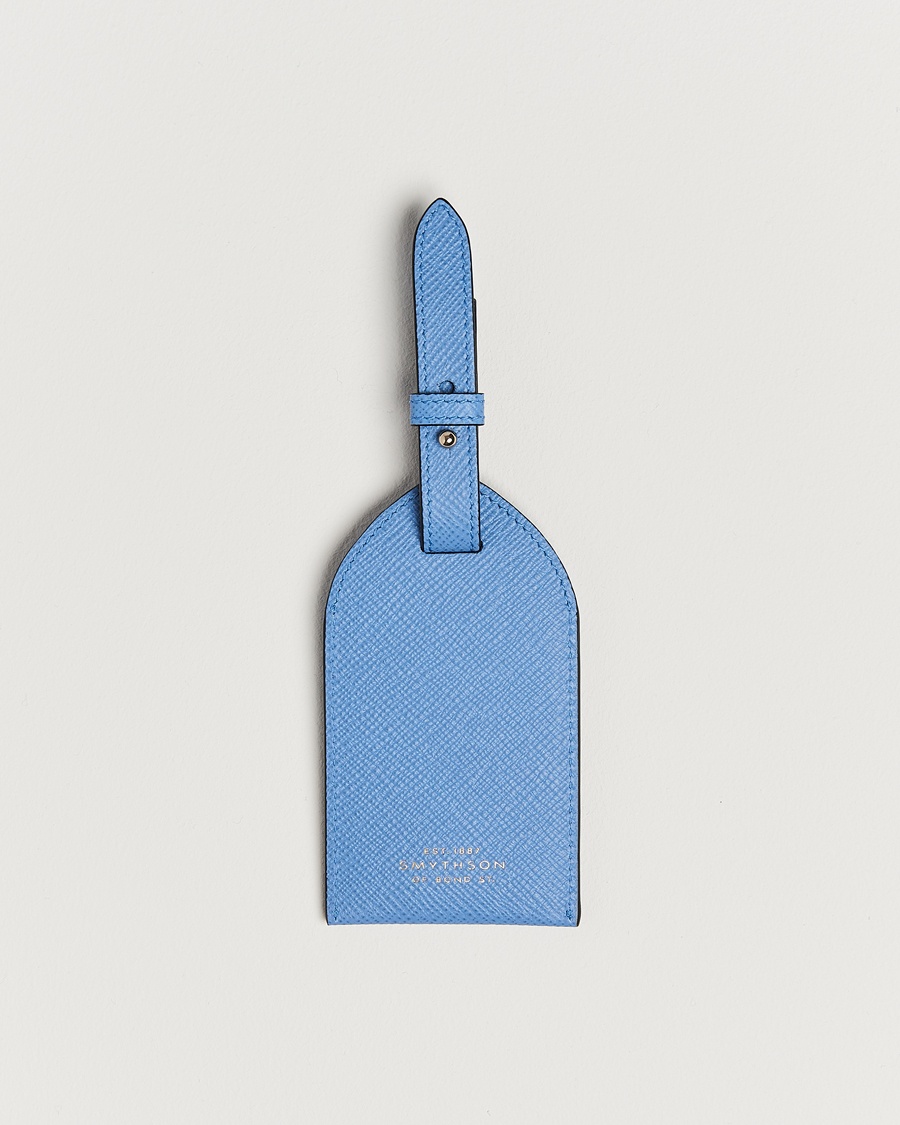 Smythson Panama Luggage Tag Nile Blue – Blau