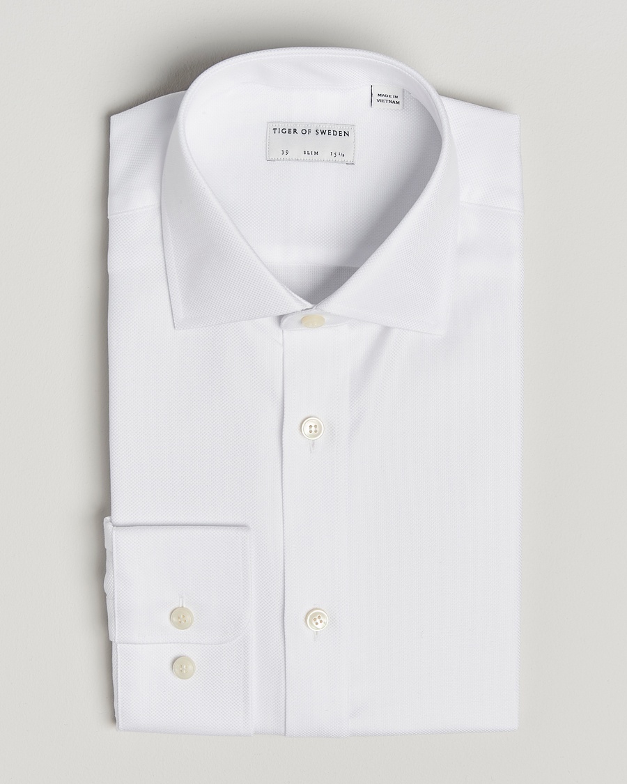 Tiger of Sweden Adley Structured Slim Fit Cut Away Shirt White – Weiß