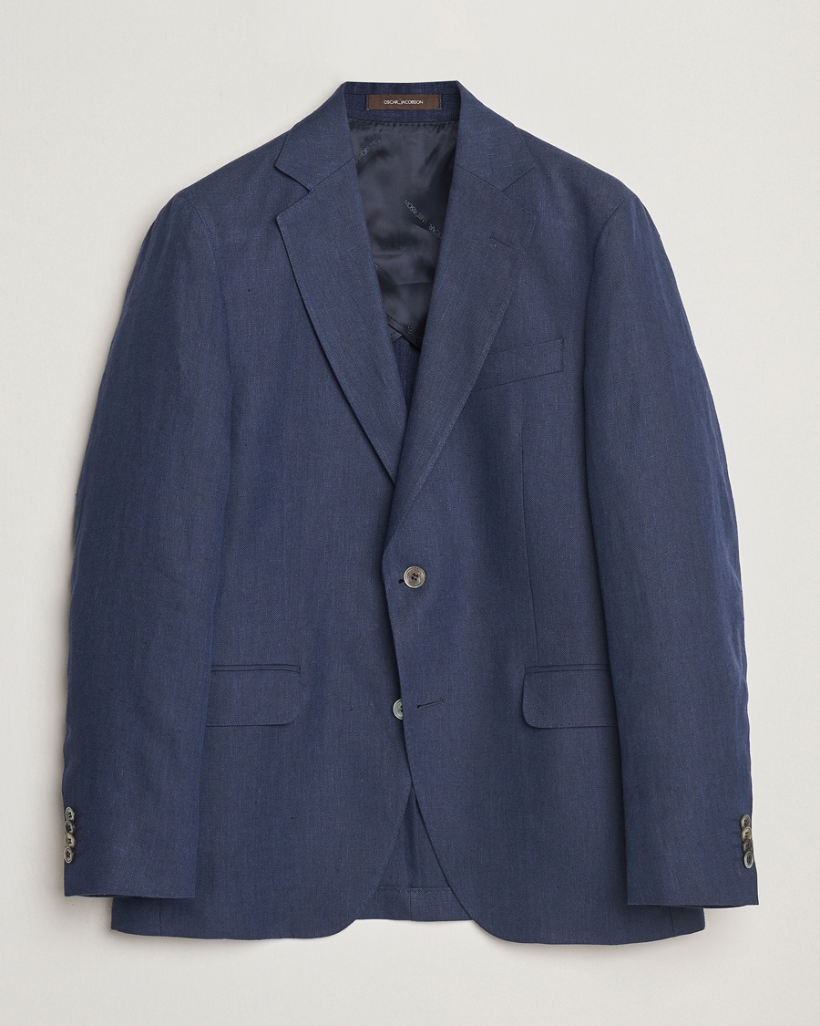 Oscar Jacobson Ferry Soft Linen Blazer Navy – Blau