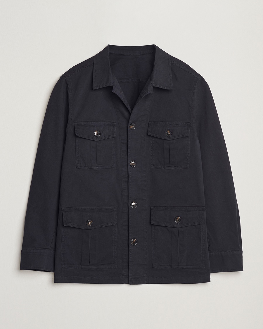 Oscar Jacobson Safari Shirt Jacket Navy – Blau