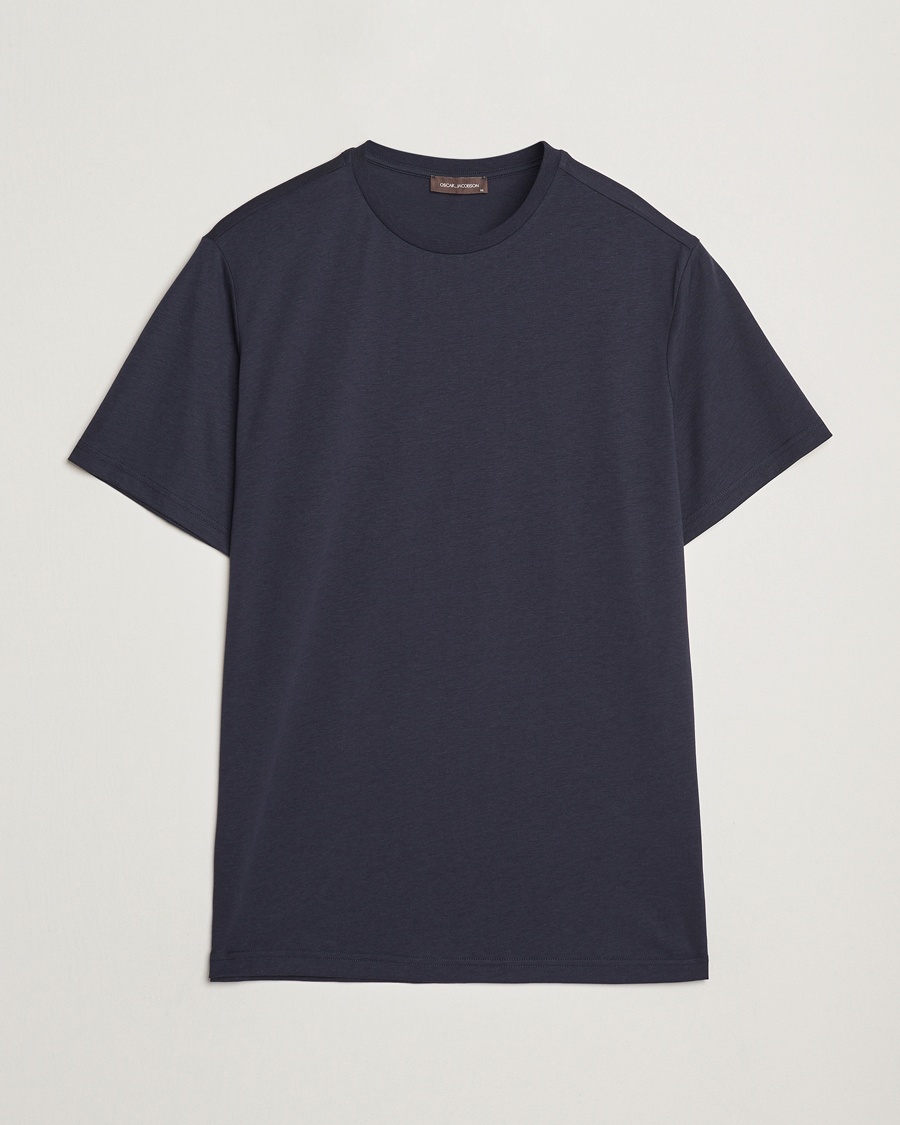 Oscar Jacobson Kim Lyocel/Cotton T-Shirt Navy – Blau