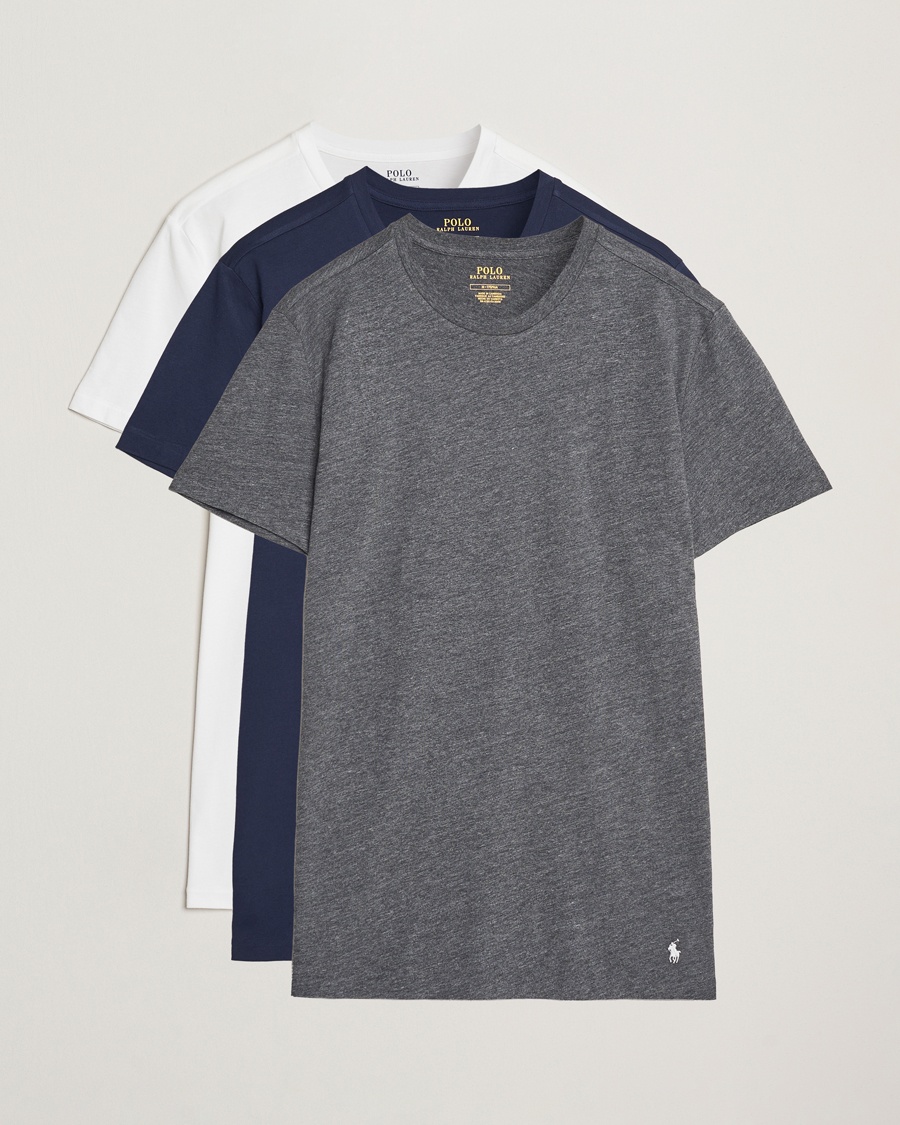 Polo Ralph Lauren 3-Pack Crew Neck T-Shirt Navy/Grey/White – Blau