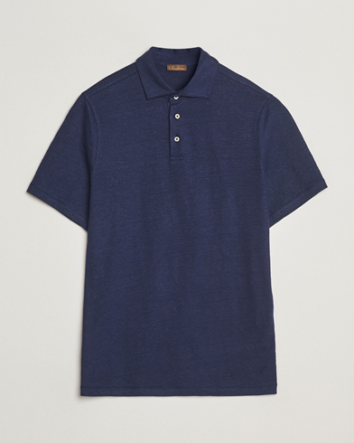 Stenströms Linen Polo Shirt Navy – Blau