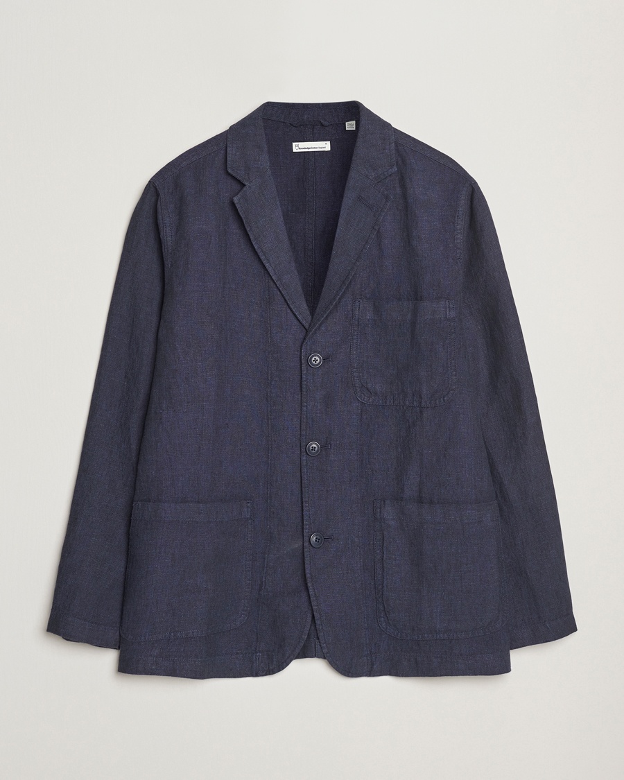 KnowledgeCotton Apparel Linen Blazer Total Eclipse – Blau