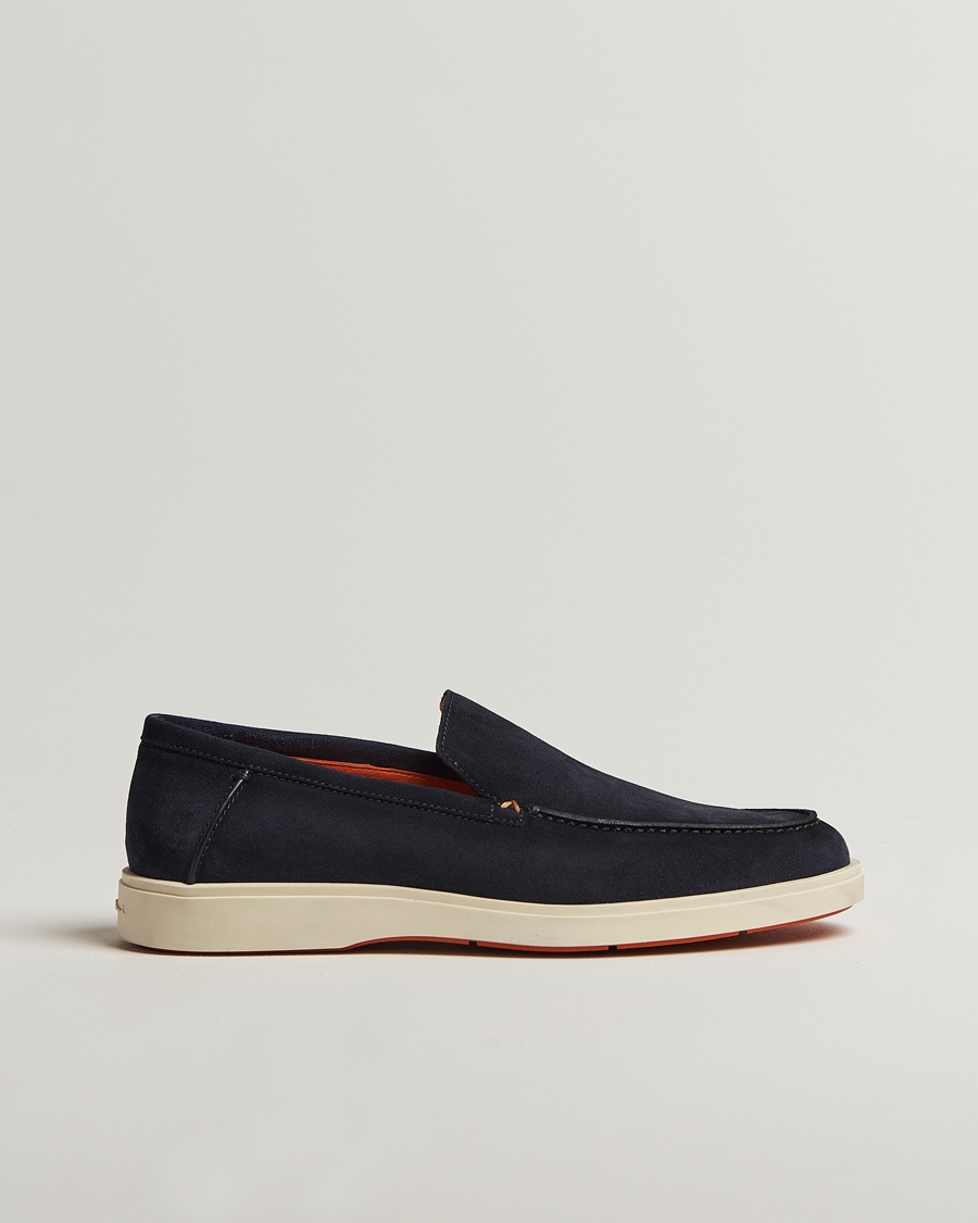 Santoni Detroit Loafer Navy Suede – Blau