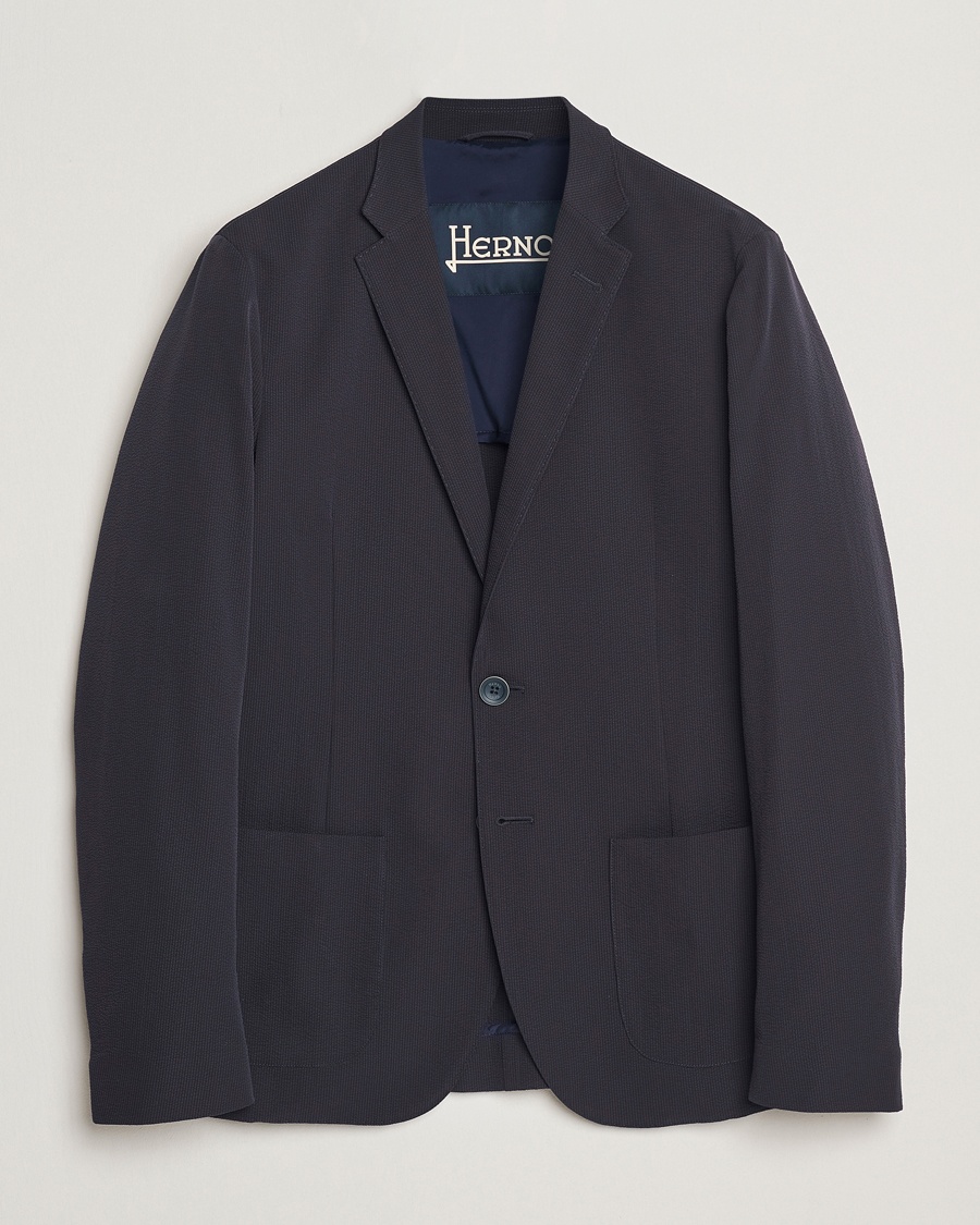 Herno Seersucker Blazer Navy – Blau