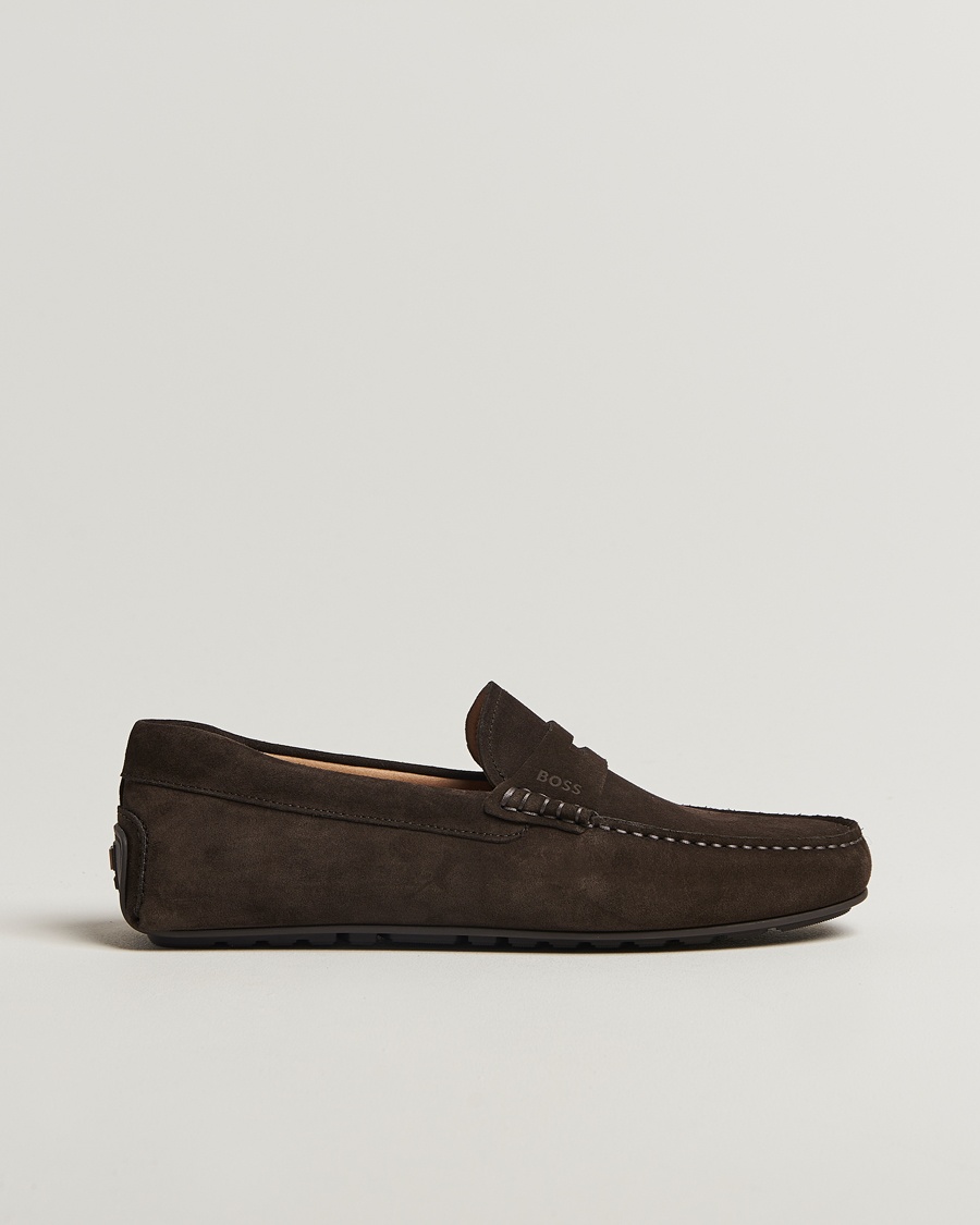 BOSS BLACK Noel Suede Moccasin Dark Brown – Braun