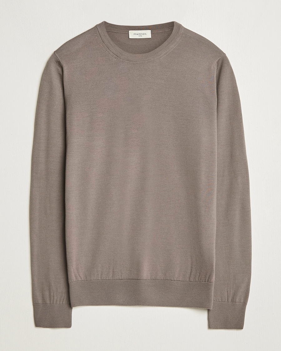 Piacenza Cashmere Merino Wool Crew Neck Sweater Taupe – Braun
