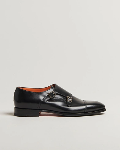 Santoni Adrian Double Monk Black Calf – Schwarz
