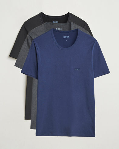 BOSS BLACK 3-Pack Crew Neck T-Shirt Black/Blue/Grey – Blau