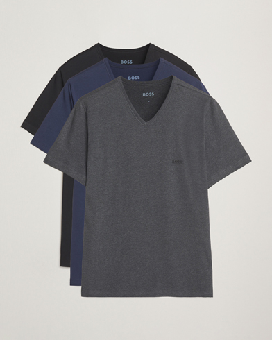 BOSS BLACK 3-Pack V-Neck T-Shirt Black/Blue/Grey – Blau