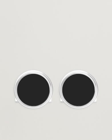S.T. Dupont Cufflink Round Black/Pall Silver – Schwarz