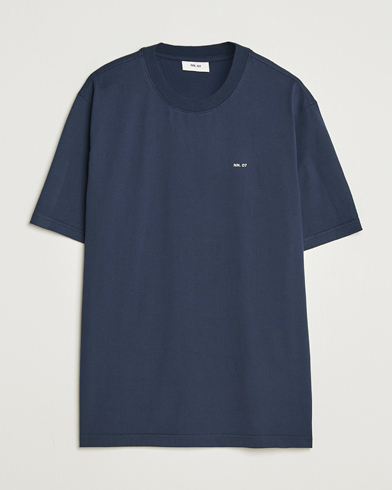 NN07 Abel Logo Crew Neck T-Shirt Navy – Blau