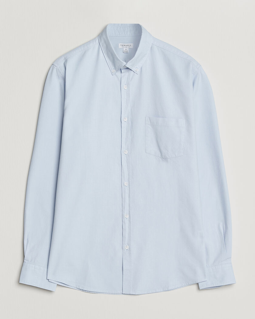 Sunspel Oxford Button Down Shirt Light Blue – Blau