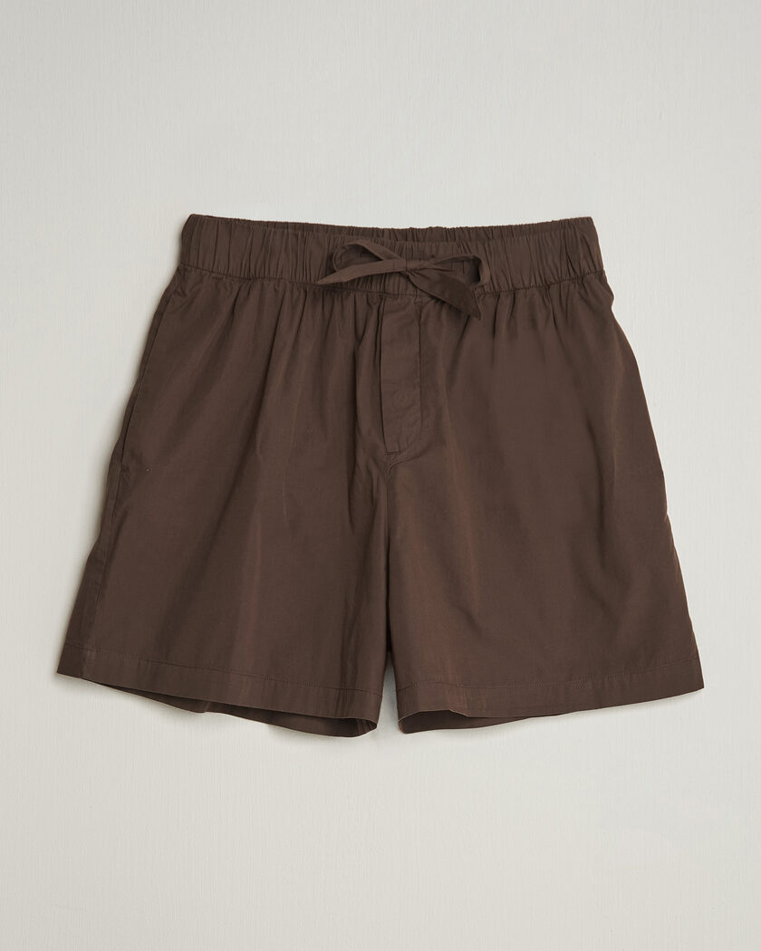 Tekla Poplin Pyjama Shorts Coffee – Braun