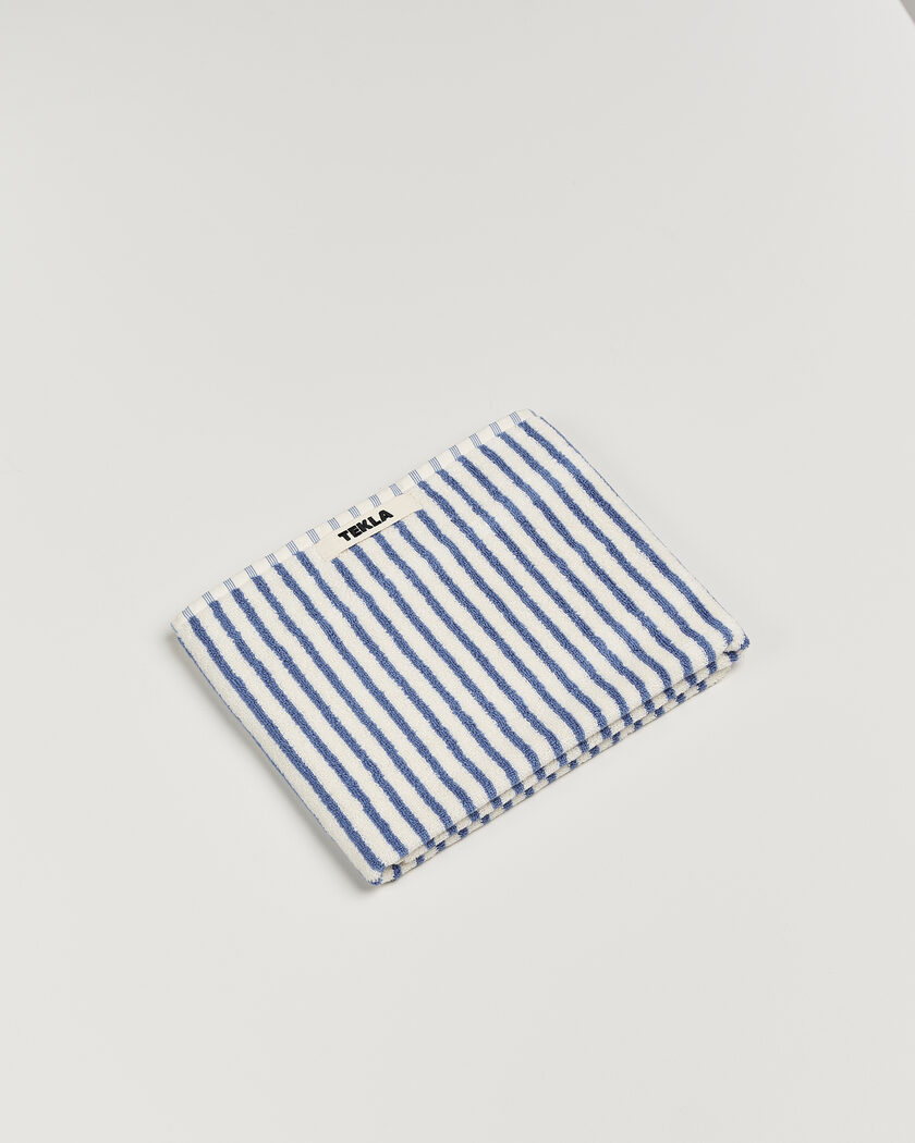 Tekla Organic Terry Hand Towel Coastal Blue Stripes – Blau