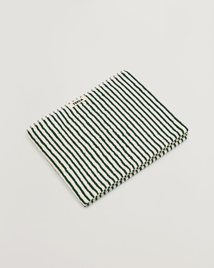 Tekla Organic Terry Bath Towel Racing Green Stripes – Grün