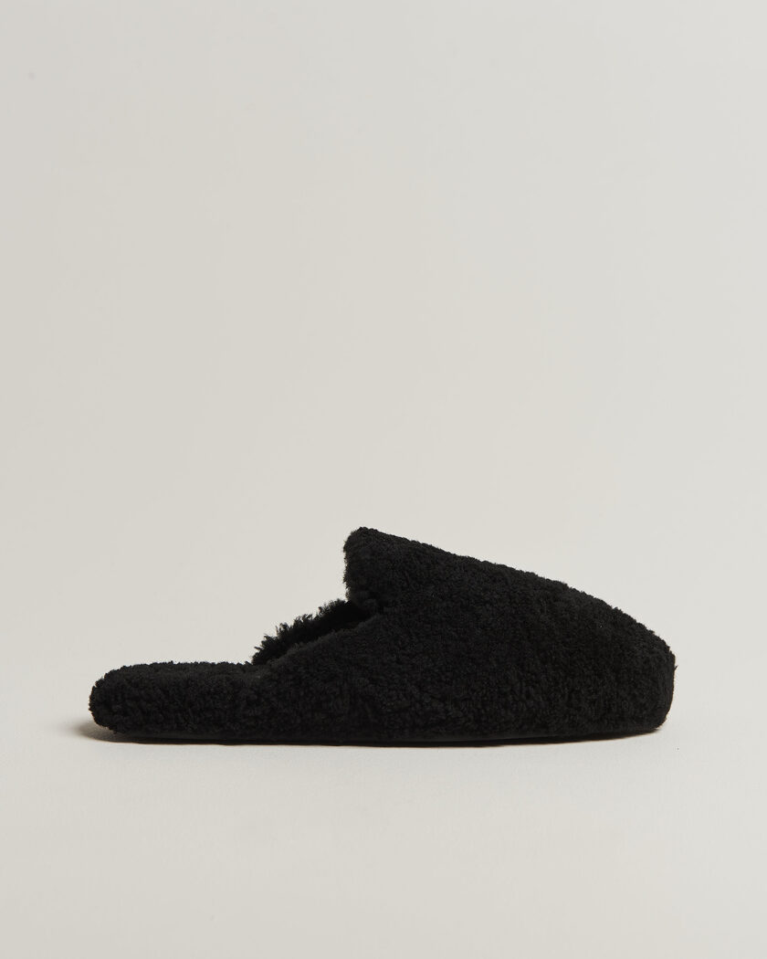 Tekla Lambswool Shearling Slippers Black – Schwarz
