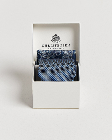 Amanda Christensen Box Set Silk 8 cm Tie And Pocket Square Sky Blue – Blau