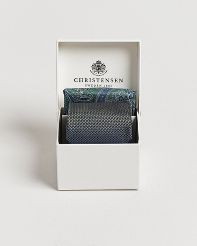 Amanda Christensen Box Set Silk 8 cm Tie And Pocket Square Dark Green – Grün