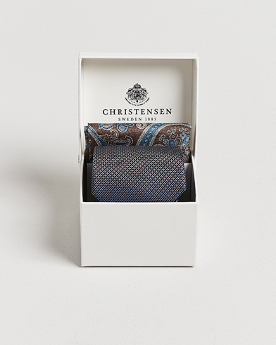 Amanda Christensen Box Set Silk 8 cm Tie And Pocket Square Brown – Braun