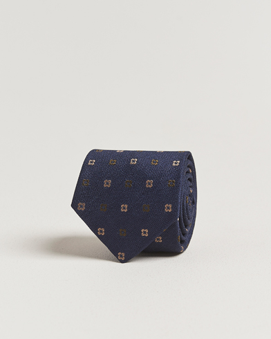 Amanda Christensen Silk Bouclé Flower 8cm Tie Navy – Blau