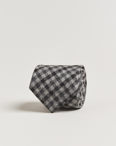 Amanda Christensen Wool Checked 8cm Tie Grey Multi – Grau