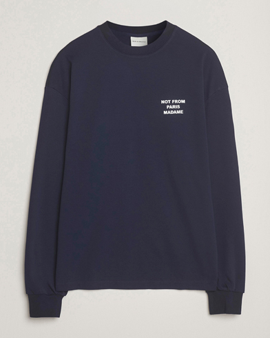 Drôle de Monsieur Slogan Long Sleeve T-Shirt Navy – Blau